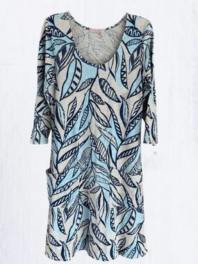 Fresh Produce Dalia Palm Leaf Shift Dress Size M